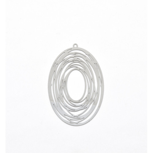 STAINLESS STEEL OVAL PENDANT 57X40MM